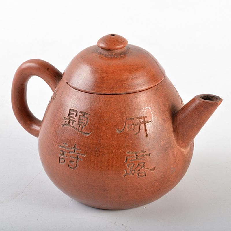 ドラ公式アカウント　紫砂　朱泥　漢詩文　急須　茶壷　在銘　M　R6034