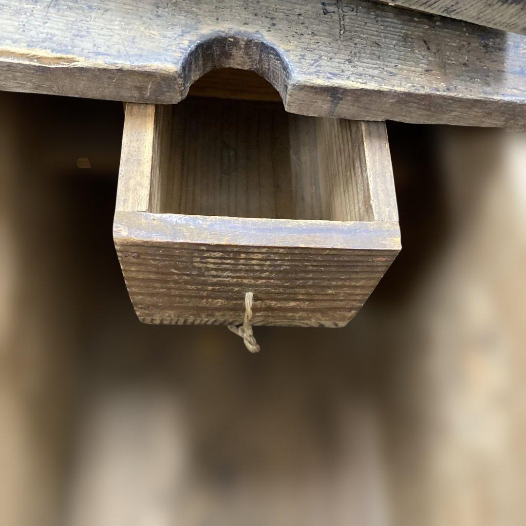 レトロ 木製 銭箱 錠前付 古民具 アンティーク