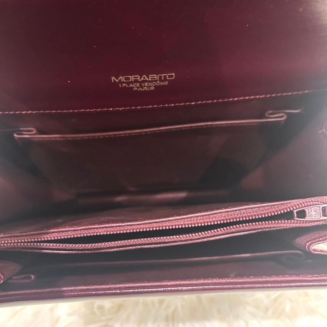 モラビト ワンショルダーバッグ レザー ボルドー ハンドバッグ ゴールド金具