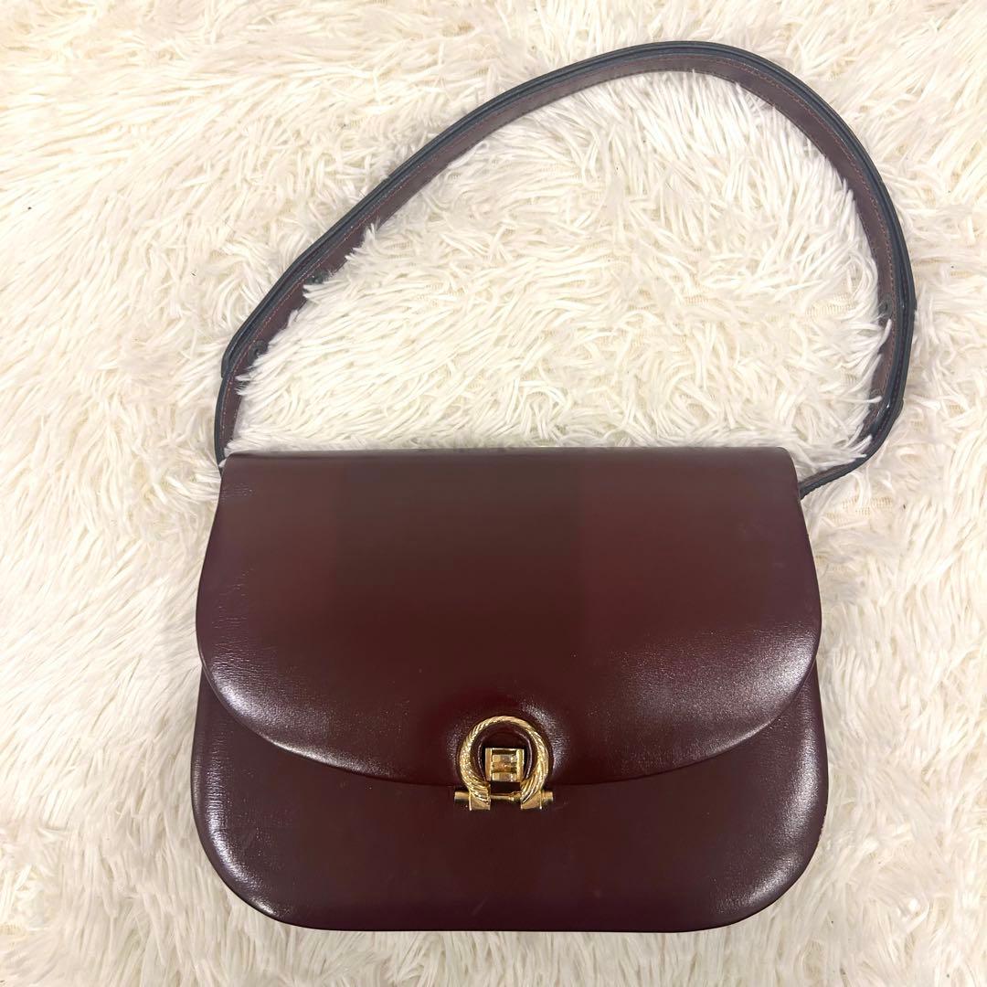 モラビト ワンショルダーバッグ レザー ボルドー ハンドバッグ ゴールド金具