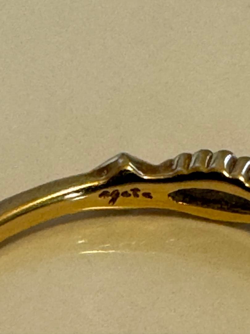 【アガット】14金 オパール&ダイヤリング9号