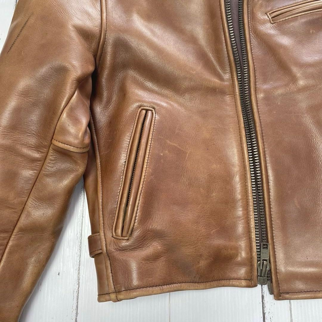 シングルライダース　レザー キャメル　TALON 牛革　ジャケット　ブラウン
