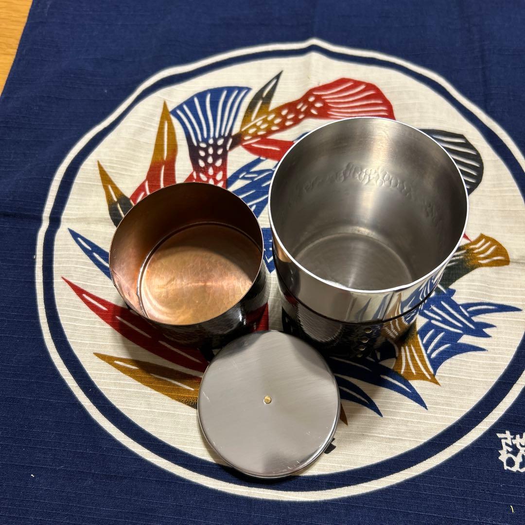 銅製茶筒　鎚起銅器　富貴堂