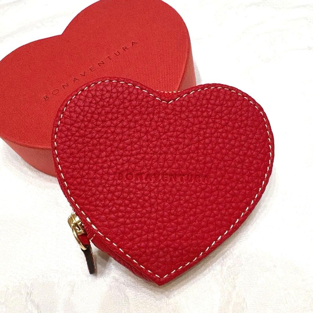 新品未使用◇BONAVENTURA　ハートケース　赤　シュリンクレザー