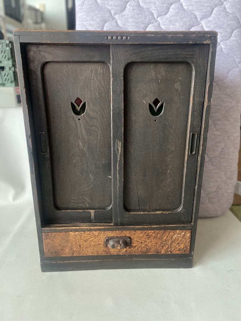 小型収納箪笥 小引き出し付き 小物収納 飾り棚 小ぶり箪笥 食器棚 本棚 昭和