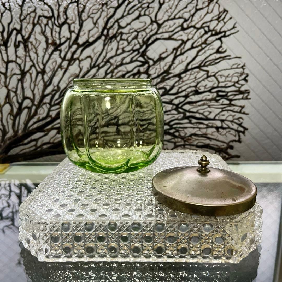 骨董　時代ガラス　希少　南京型　小振り　飴屋瓶　キャンディポット 小物入れ