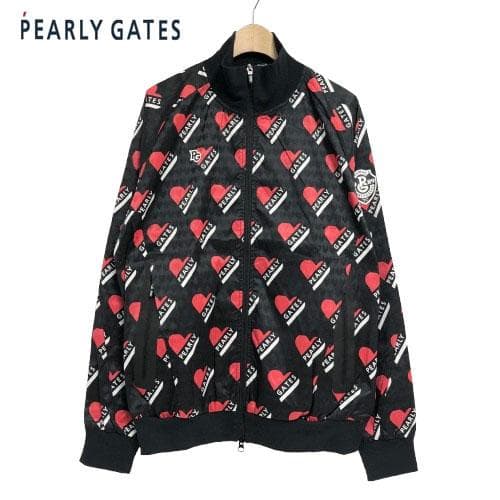 ○★新品未使用　PEARLY GATES　ハートロゴ柄　ジャケット　2　ブラック