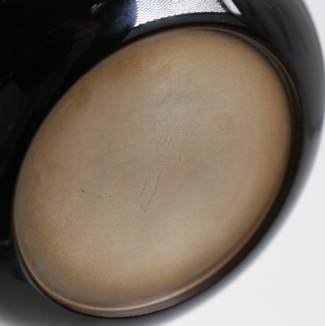 田崎昭一郎作 輪島塗 櫛千鳥蒔絵 平棗 内銀溜 村上宗信書付　rM787　N4