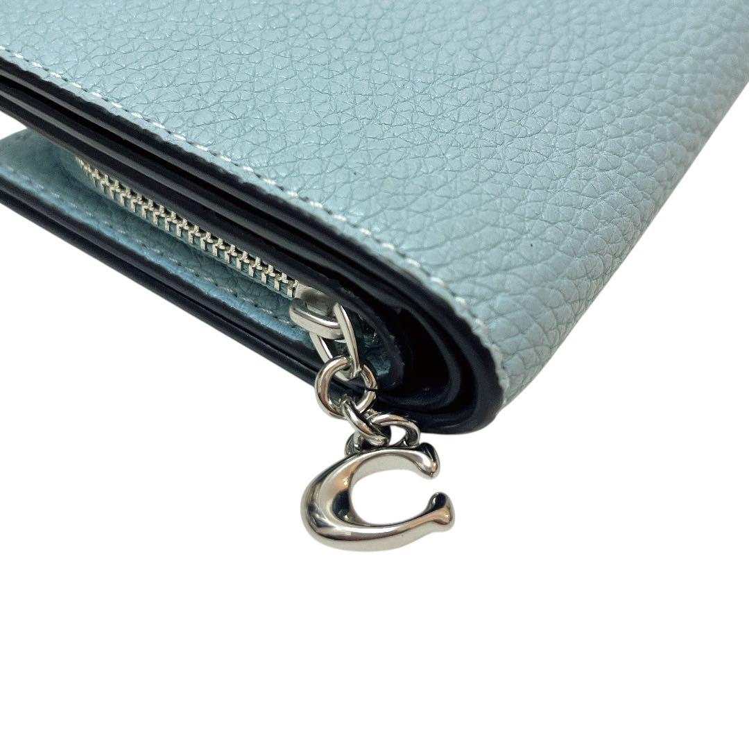 【完売カラー★未使用】COACH 2つ折り財布 スナップウォレット ライトブルー