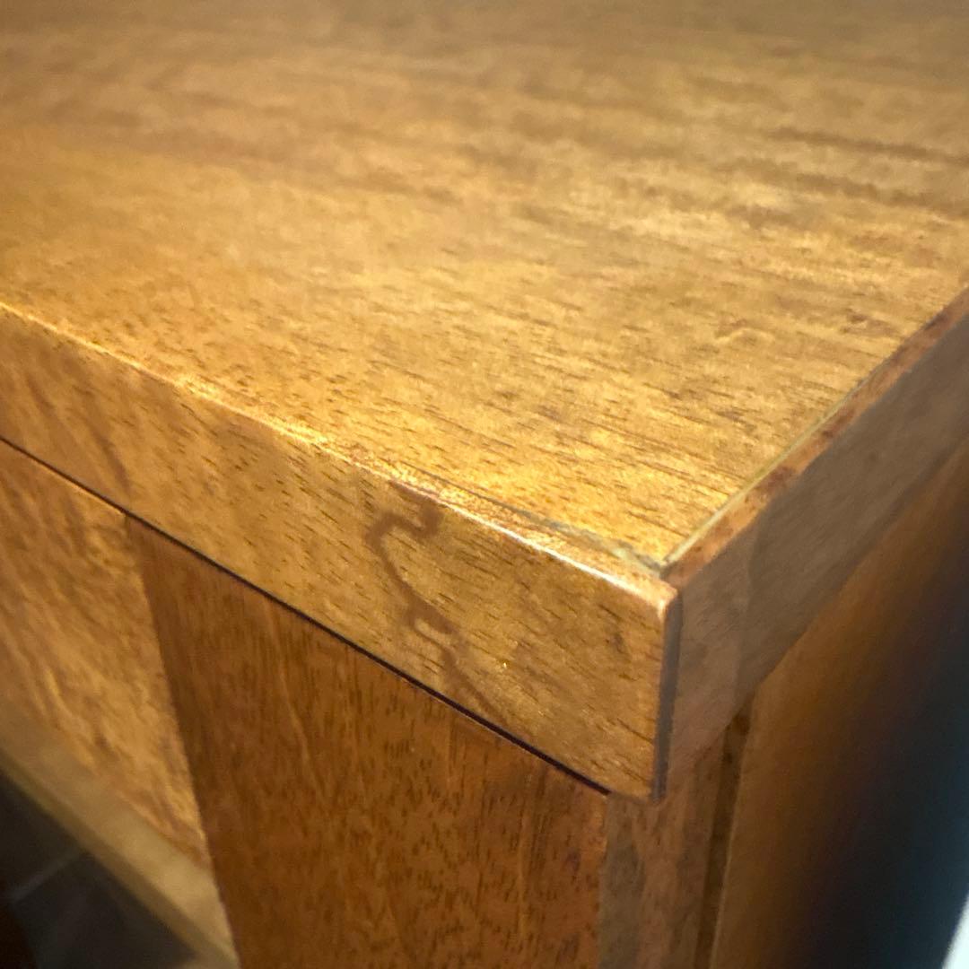 【海陸】ブラウン木製ガラス扉キャビネット