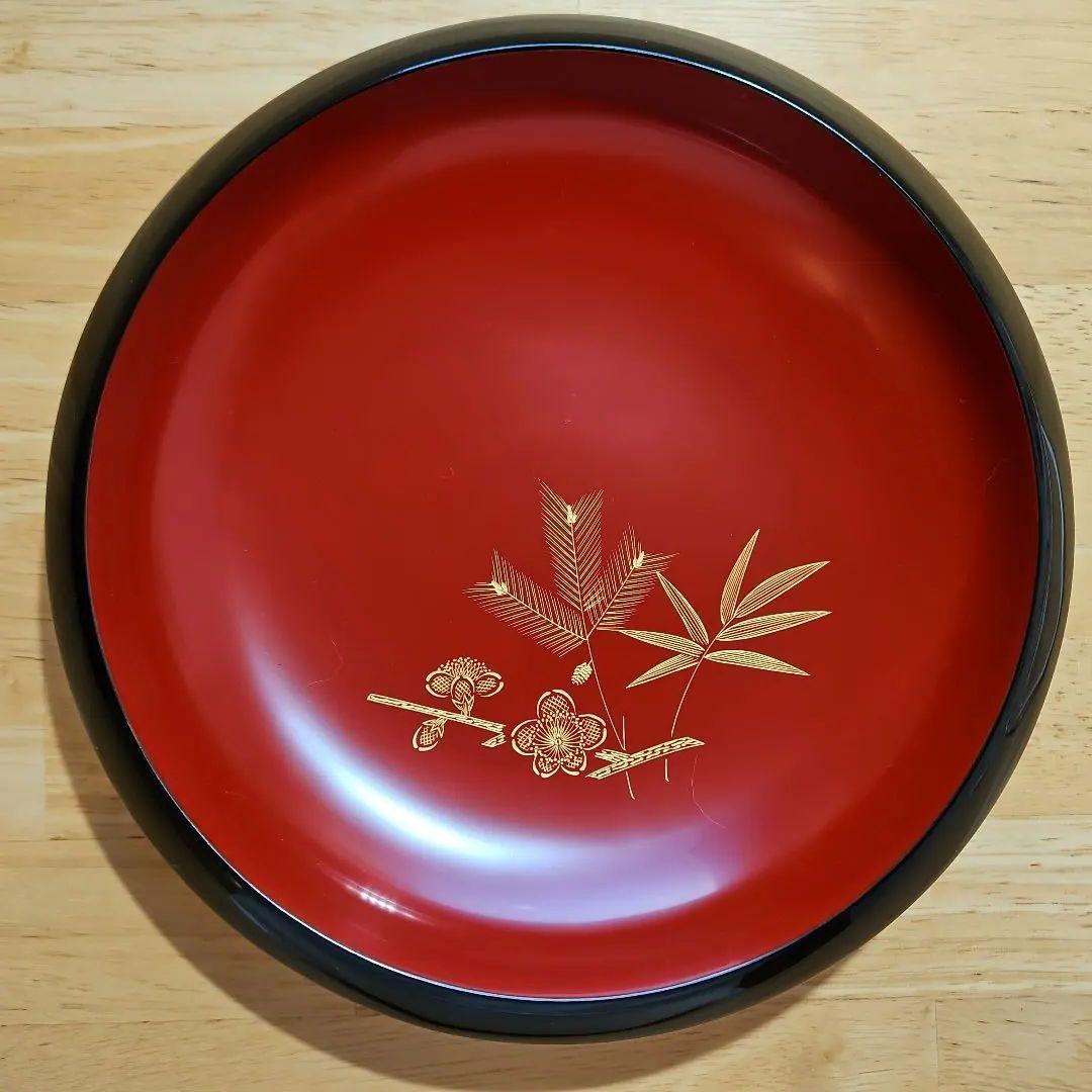 【新品未使用・長期保管品】 輪島塗　沈金　菓子盆（21cm）箱・パンフレット付