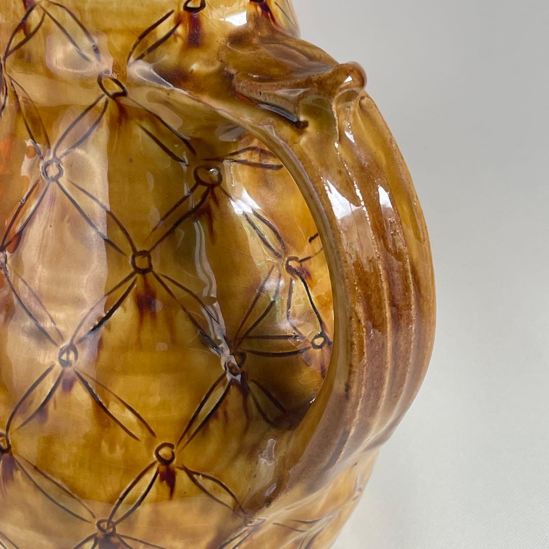 民藝 湯町窯 布志名焼 黄釉 手付水差し ピッチャー