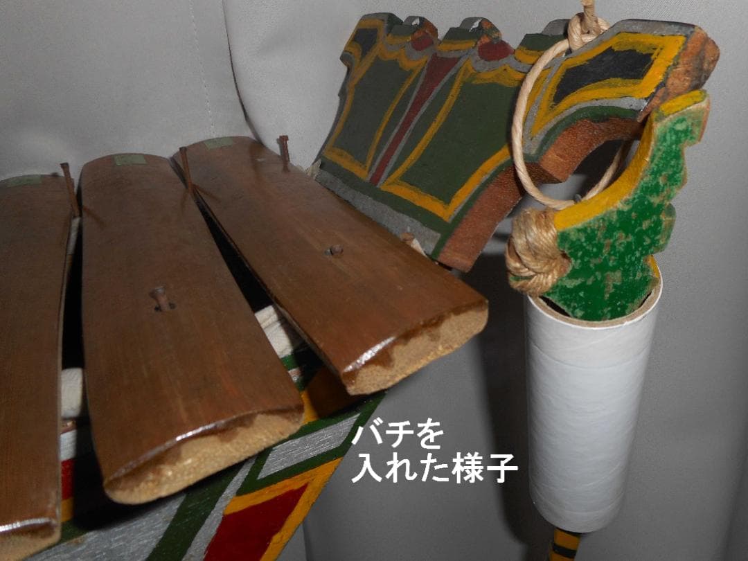 【希少美品・フィリピン民族楽器・手工品】パッタラー（竹琴）18音・専用バチ付き