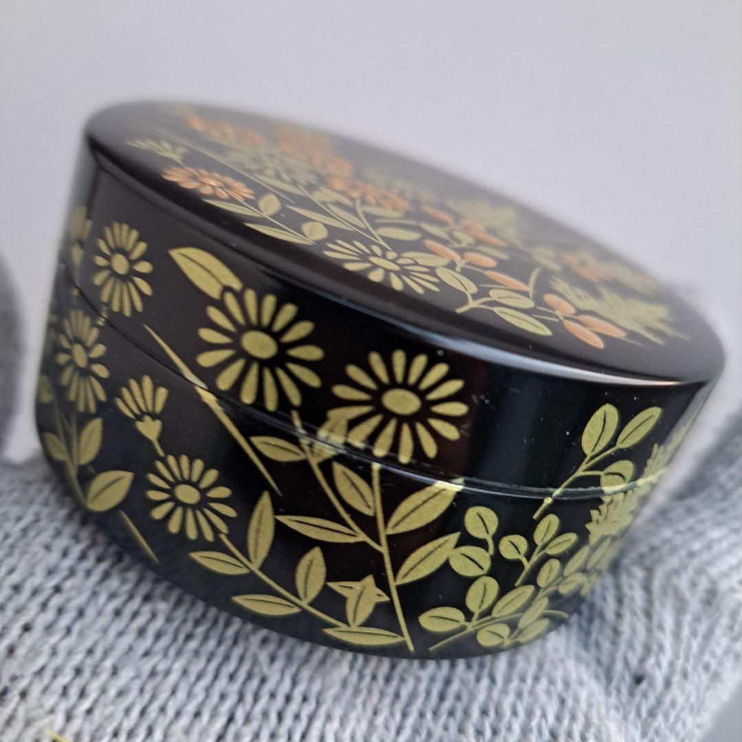 【雪月花の香合セット】合成漆器　切立/ワンタッチ式　蒔絵　未使用品