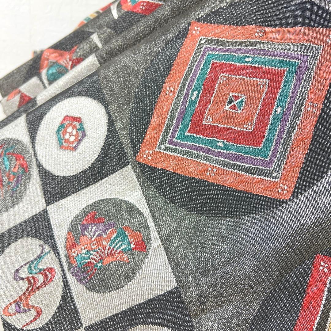 462 振袖フルセット 正絹 白 オフホワイト 小紋 扇面 梅 レトロ カラフル