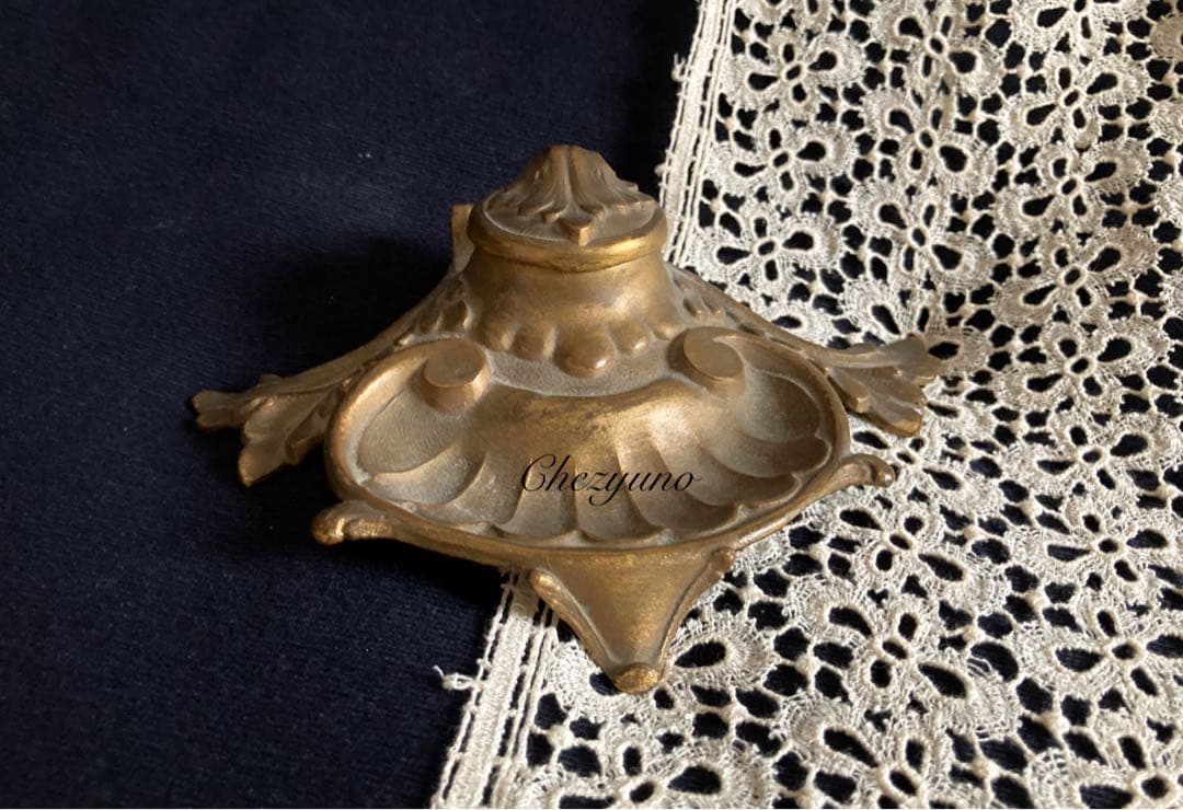 インクホルダー カリグラフィー 真鍮 ブロンズ フランスアンティーク