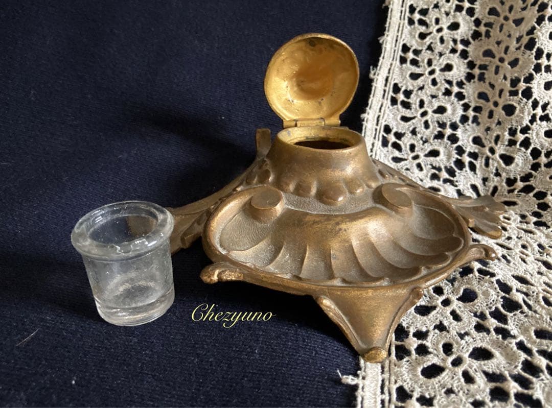 インクホルダー カリグラフィー 真鍮 ブロンズ フランスアンティーク