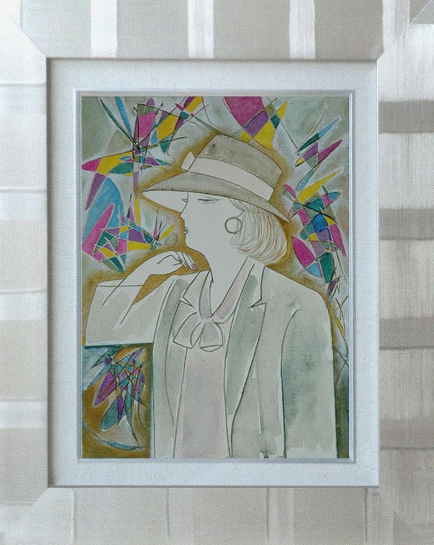 油絵 菅家令子 絵 絵画 インテリア 額付(銀) F4-071412 人物 女性