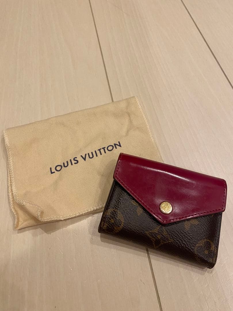 LOUIS VUITTON 三つ折り財布 ブラウン/ワインレッド