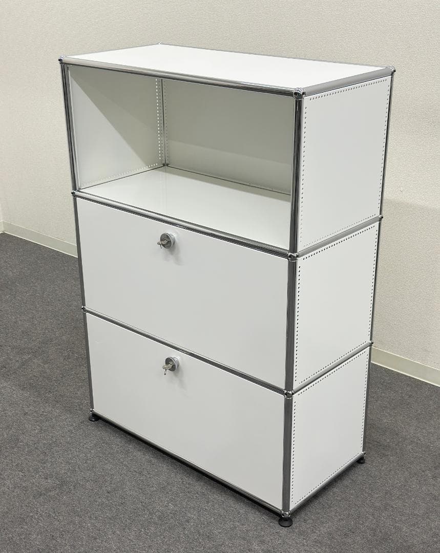 USMハラー■キャビネット　1列3段　白　2種類の鍵つき　パーソナルロッカー