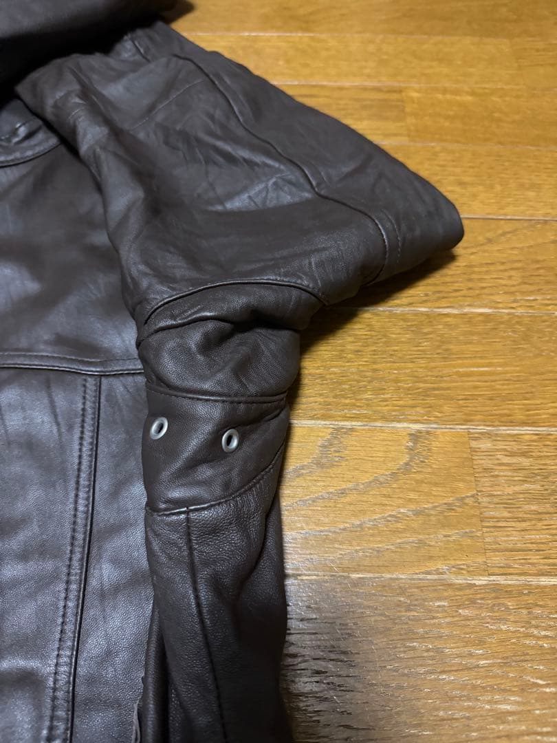 【美品】Uniqlo 羊革 ラムレザー シングルライダース ダブルジップ XL