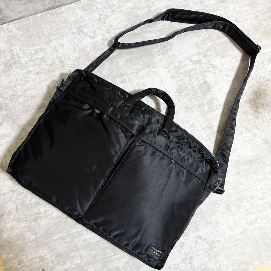 H208 美品✨ポーター　タンカー　ビジネスバッグ　2way ブラック　大容量