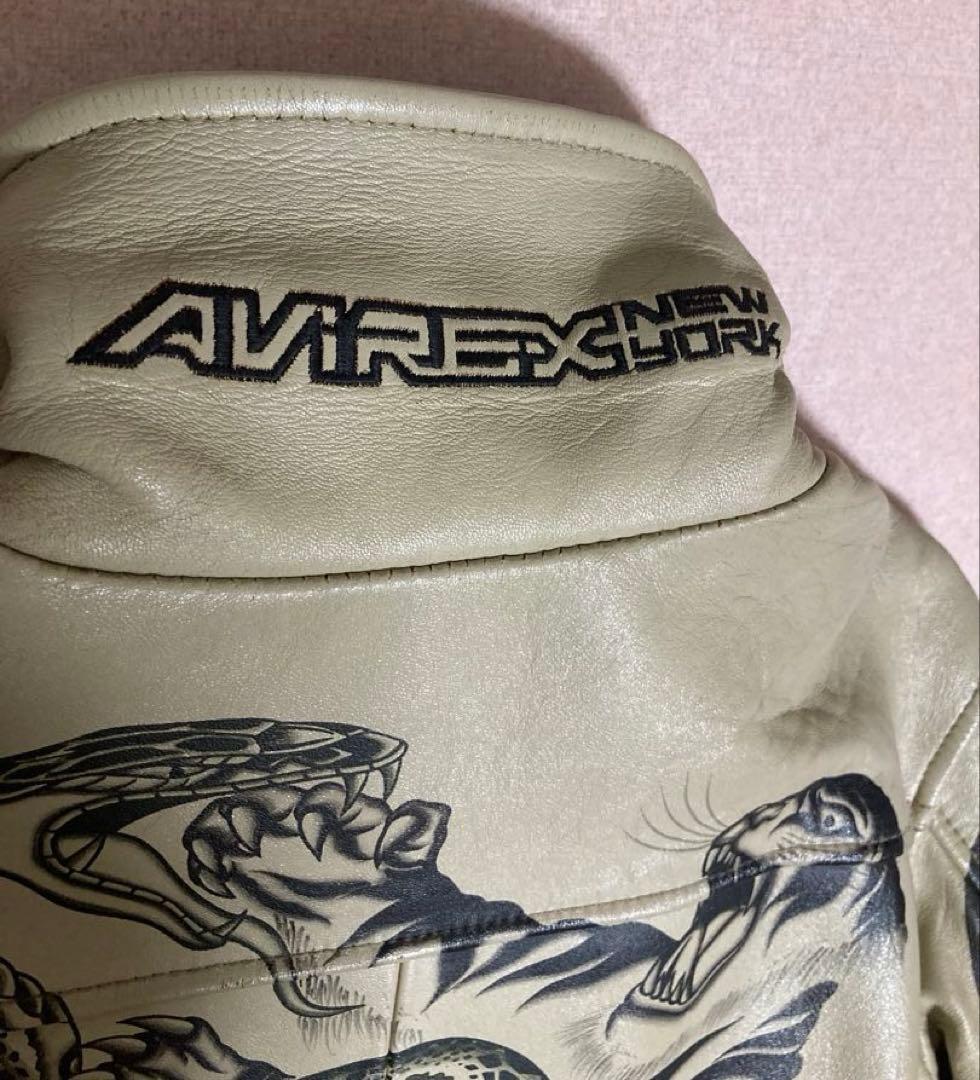 極希少 AVIREX 世界80着限定 虎&蛇墨絵 レザー ライダースジャケット