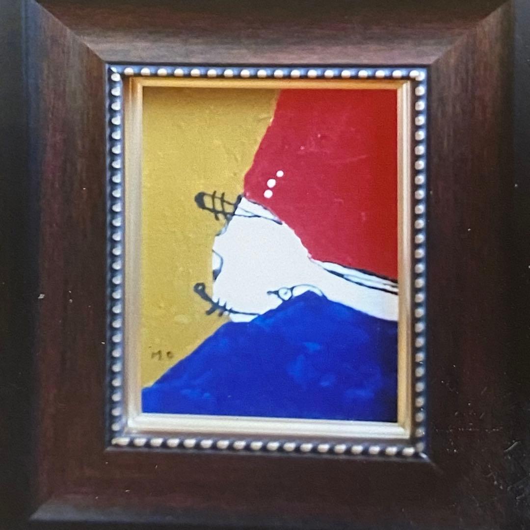 パイプを咥える男　額縁入り　絵画　by M.Onishi