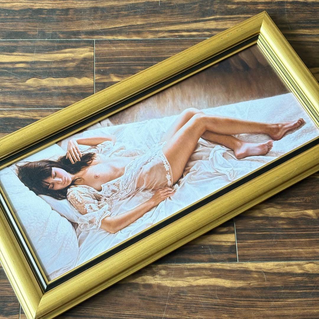 官能美女 人物画 超セクシー美人画 油彩 印刷複製画 工芸画 絵画 額装 F
