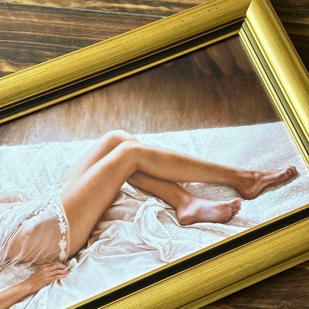 官能美女 人物画 超セクシー美人画 油彩 印刷複製画 工芸画 絵画 額装 F
