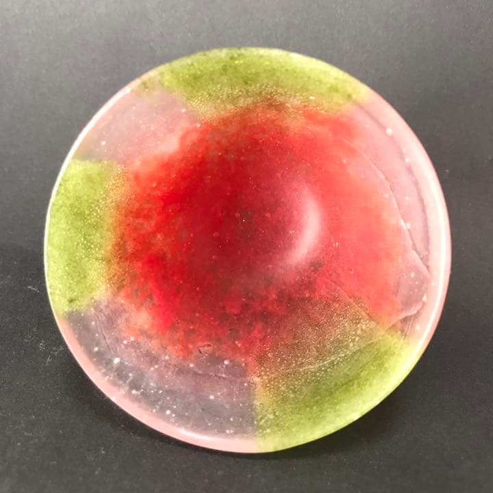 パート・ド・ヴェール　ぐい呑　朱色　ガラス作家　佐伯泰典作