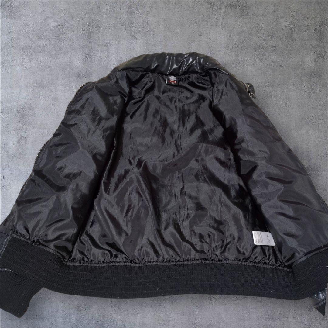 y2k 光沢 キルティング スタンド ブルゾン gimmick 短丈 お兄系