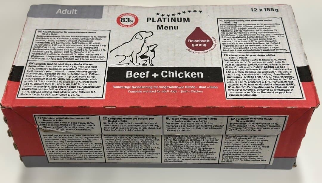 【値下げ】PLATINUM ドックフード/ウェット3箱(185gx36コ)