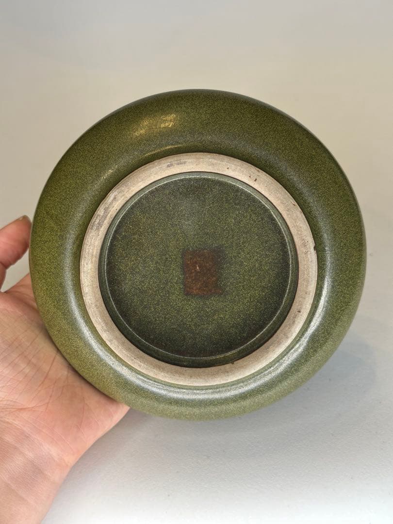 中国 清代光緒期 茶葉末釉 筆洗 オリーブ釉 文房 古美術 骨董品