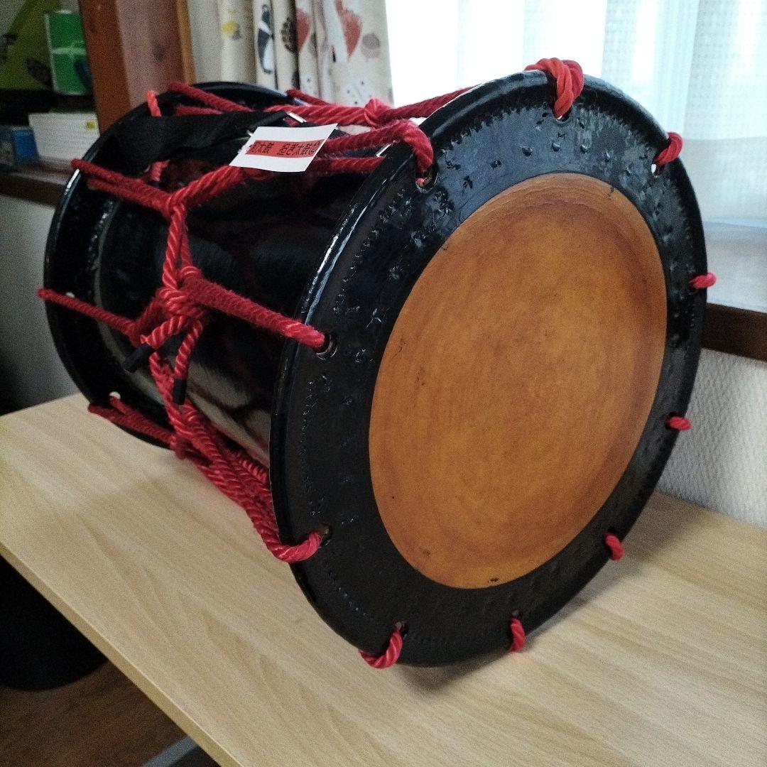 担ぎ太鼓1.2尺　締太鼓　和太鼓 　天然皮革　ストラップ付き　中古品⑫