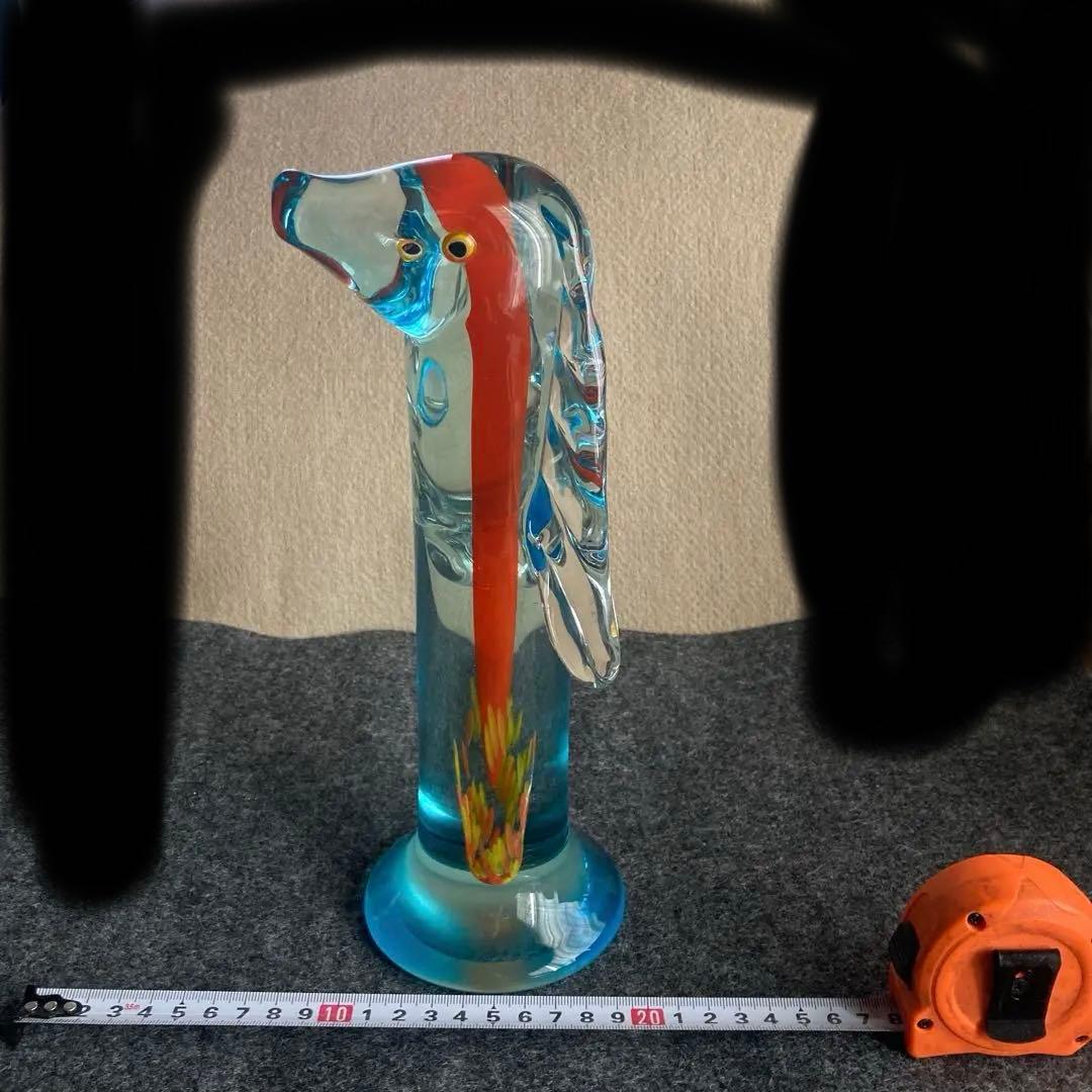 ガラス　犬の置物　レトロ