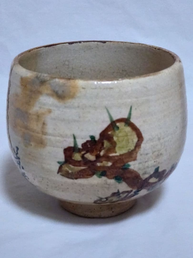 茶道具　時代物　京焼　景堂銘　花押入　抹茶碗 金継ぎあり