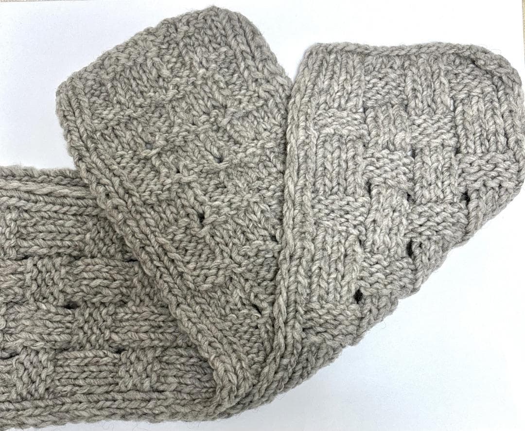 【未使用・ツハル】ペルーニット❀柄編みバラクラバ❀グレー❀TSUHARU