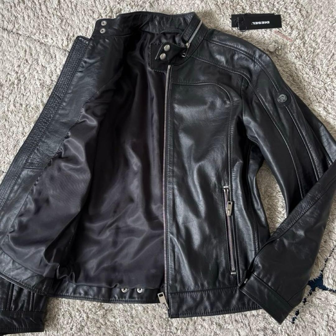 【タグあり✨】ディーゼル　レザージャケット　ライダース　シングル　ブラック　牛革