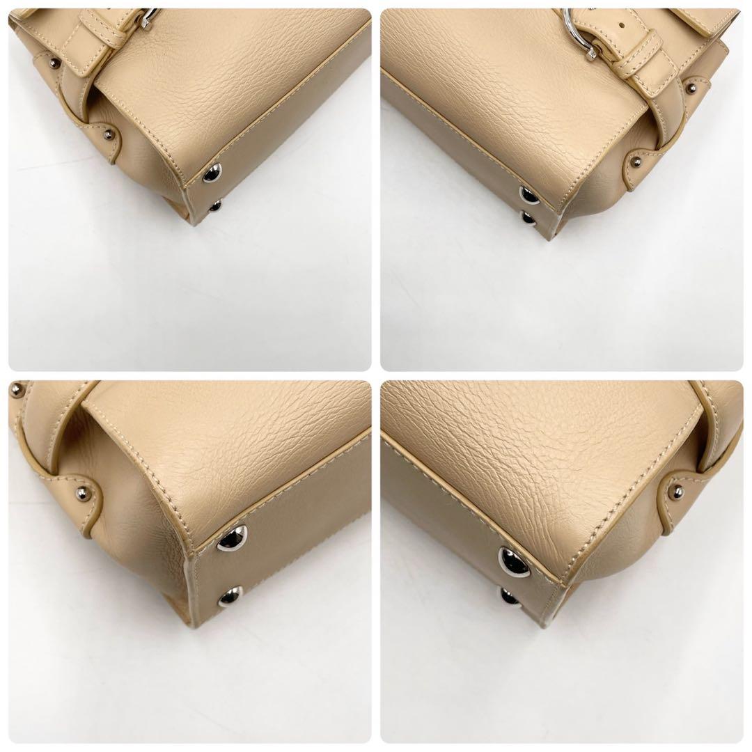 極美品● フェラガモ ハンドバッグ ガンチーニ 金具 ベージュ レザー