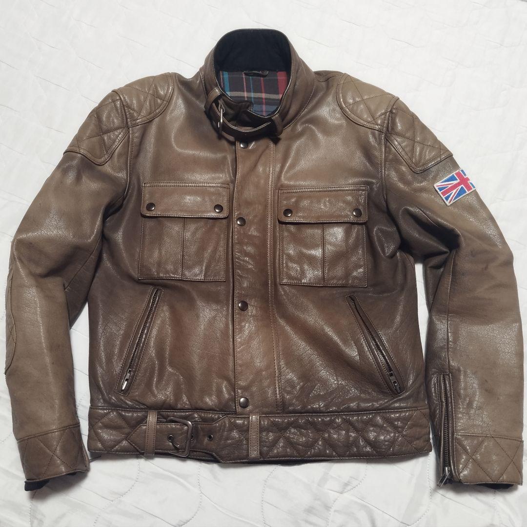 A.J.S 英国ライダースジャケット レザージャケットブラウン イギリス 茶色