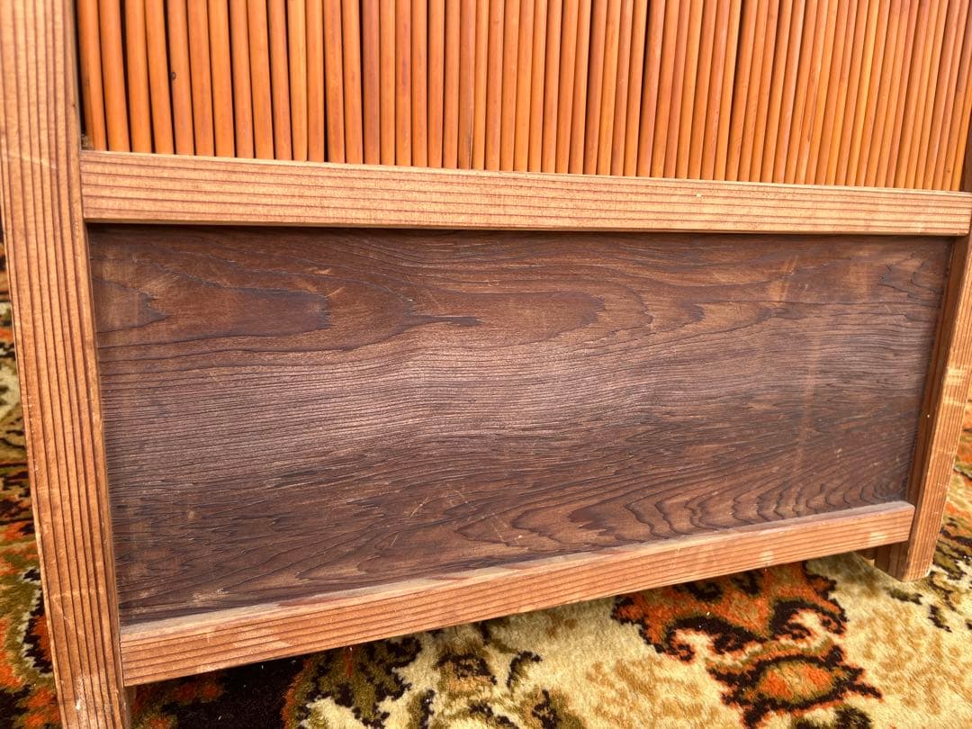 花寄屏風 4枚折 衝立 茶道具 パーテーション 目隠し インテリア 昭和レトロ