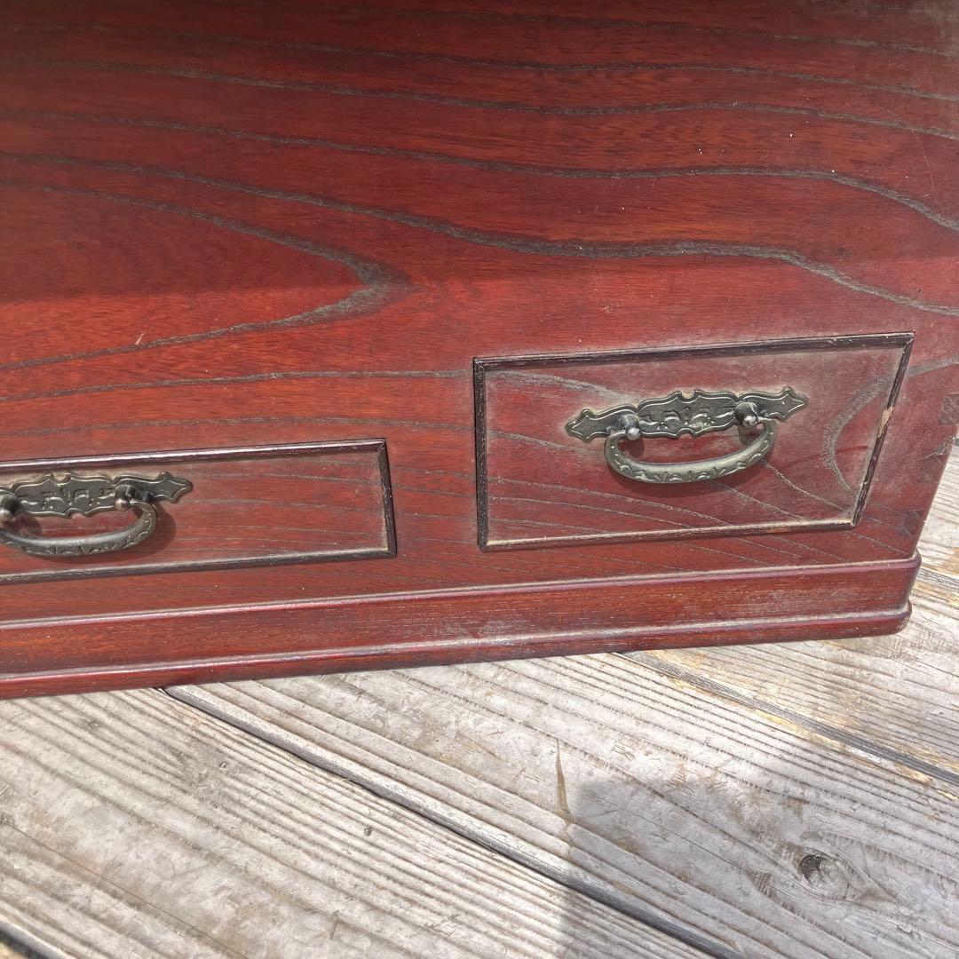 昭和レトロ 木製 長火鉢 3杯 引き出し収納付き 火鉢 五徳付き 囲炉裏 古家具