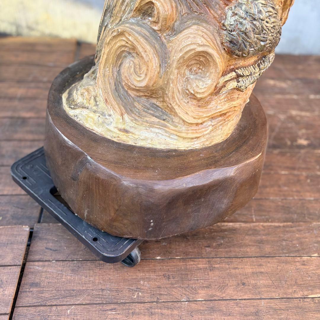 大迫力！木彫り 昇り龍 ドラゴン 一刀彫 置物 大型彫刻 和風 美術品ビンテージ