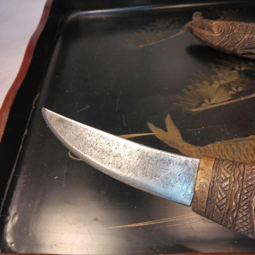 アイヌマキリ　イクパスイ　木製魚の彫刻　北海道　骨董昭和。