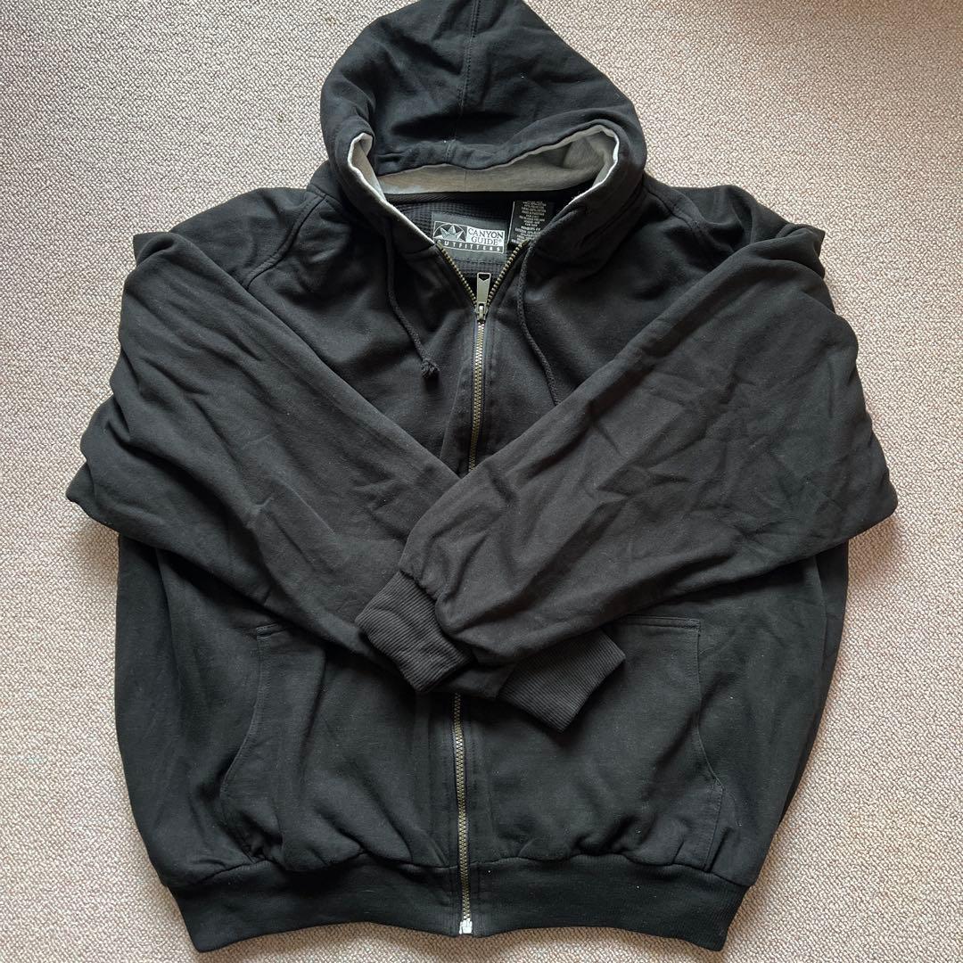 90sUSAダブルフェイスジップアップパーカーヘビーウエイト黒