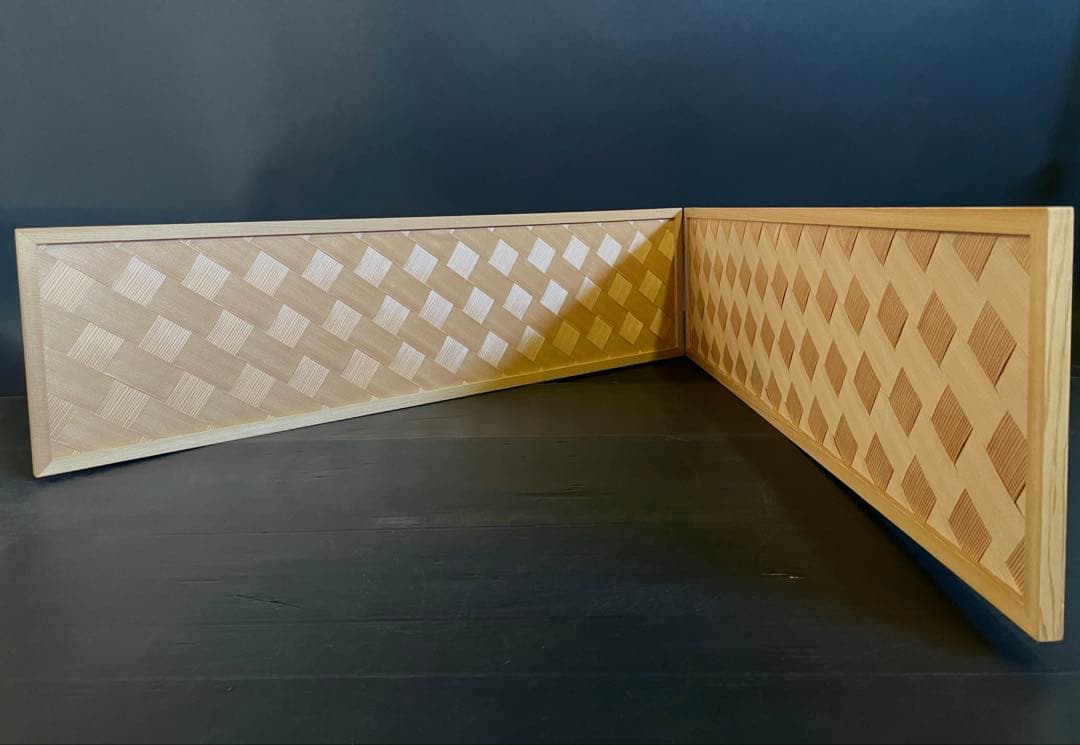 「祖」 網代 風炉先屏風 杉枠 八寸 紙箱 茶道具 （109①）