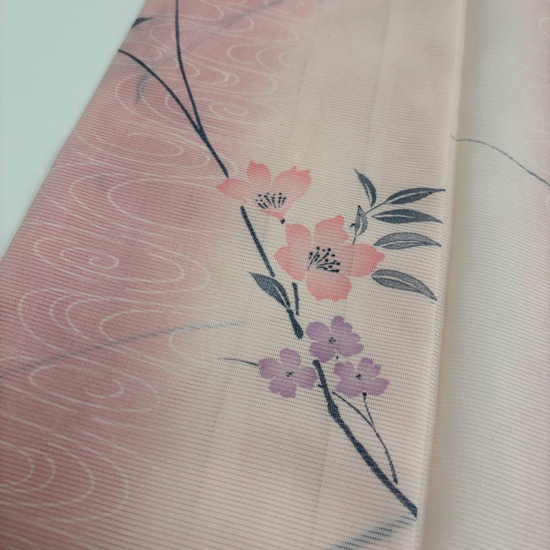 希少品 夏着物 夏振袖 裄67 小紋 絽 涼しげ 盛夏着物 化繊 AK-7585