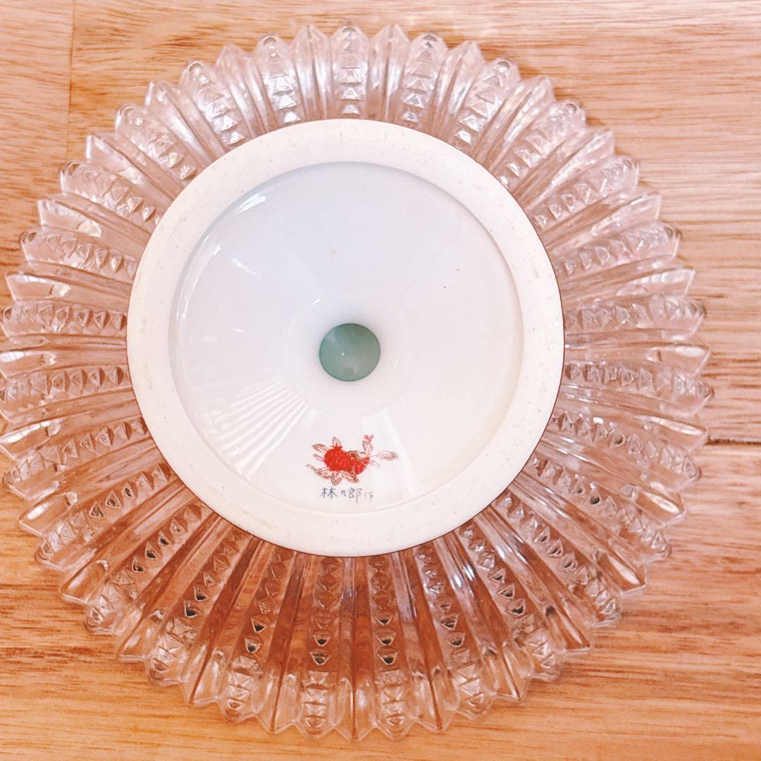 林九郎作　赤絵金彩コンポート皿　脚付きガラス鉢　波佐見焼　伝統工芸