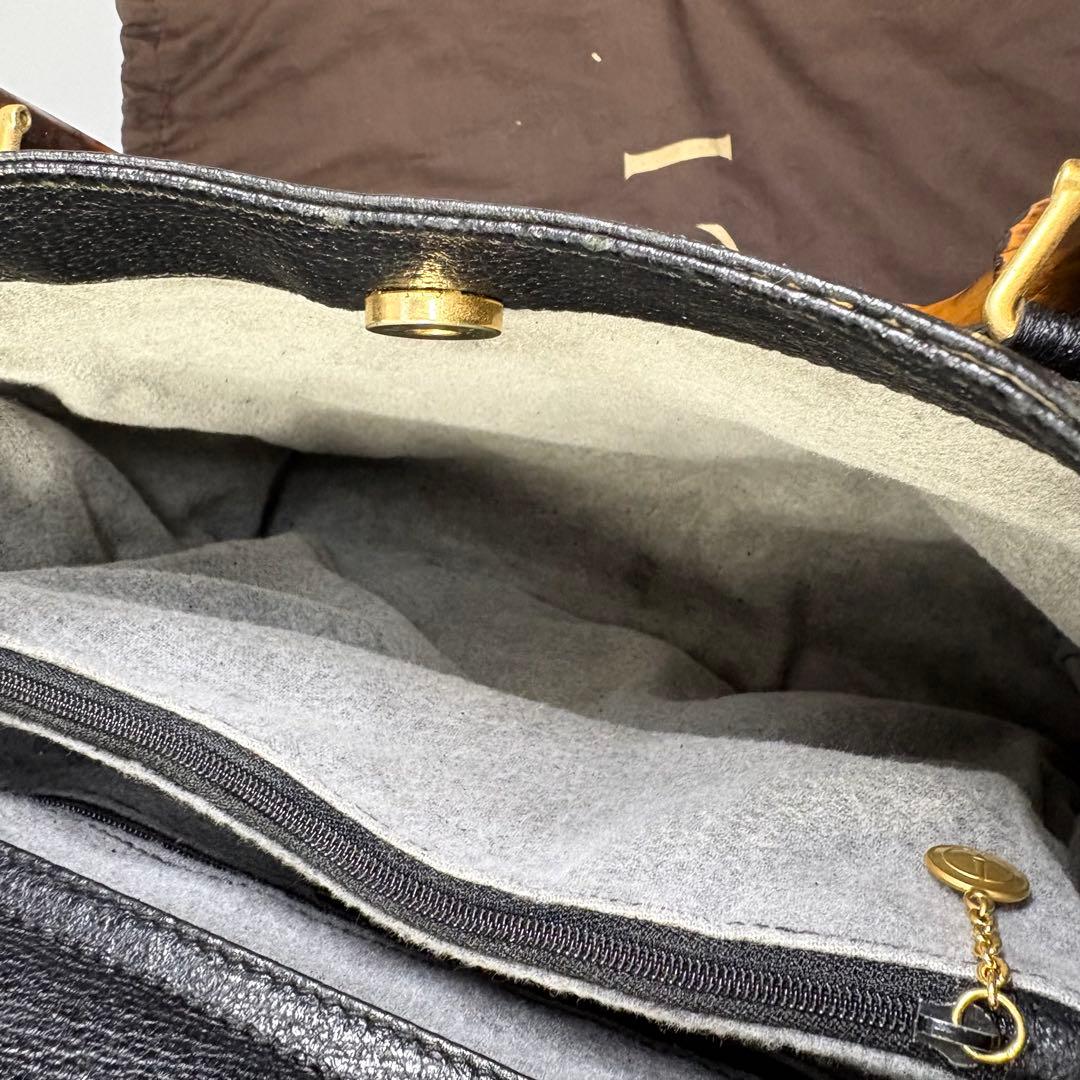 美品GUCCI グッチ バンブー ダイアナ ハンドバッグ レザー　黒 ブラック